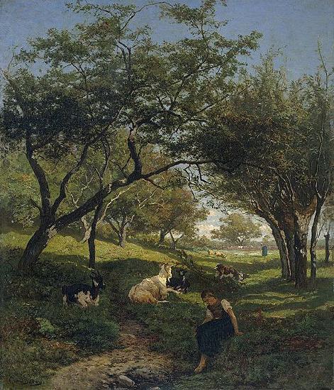 Gerard Bilders Goat shepherdess France oil painting art